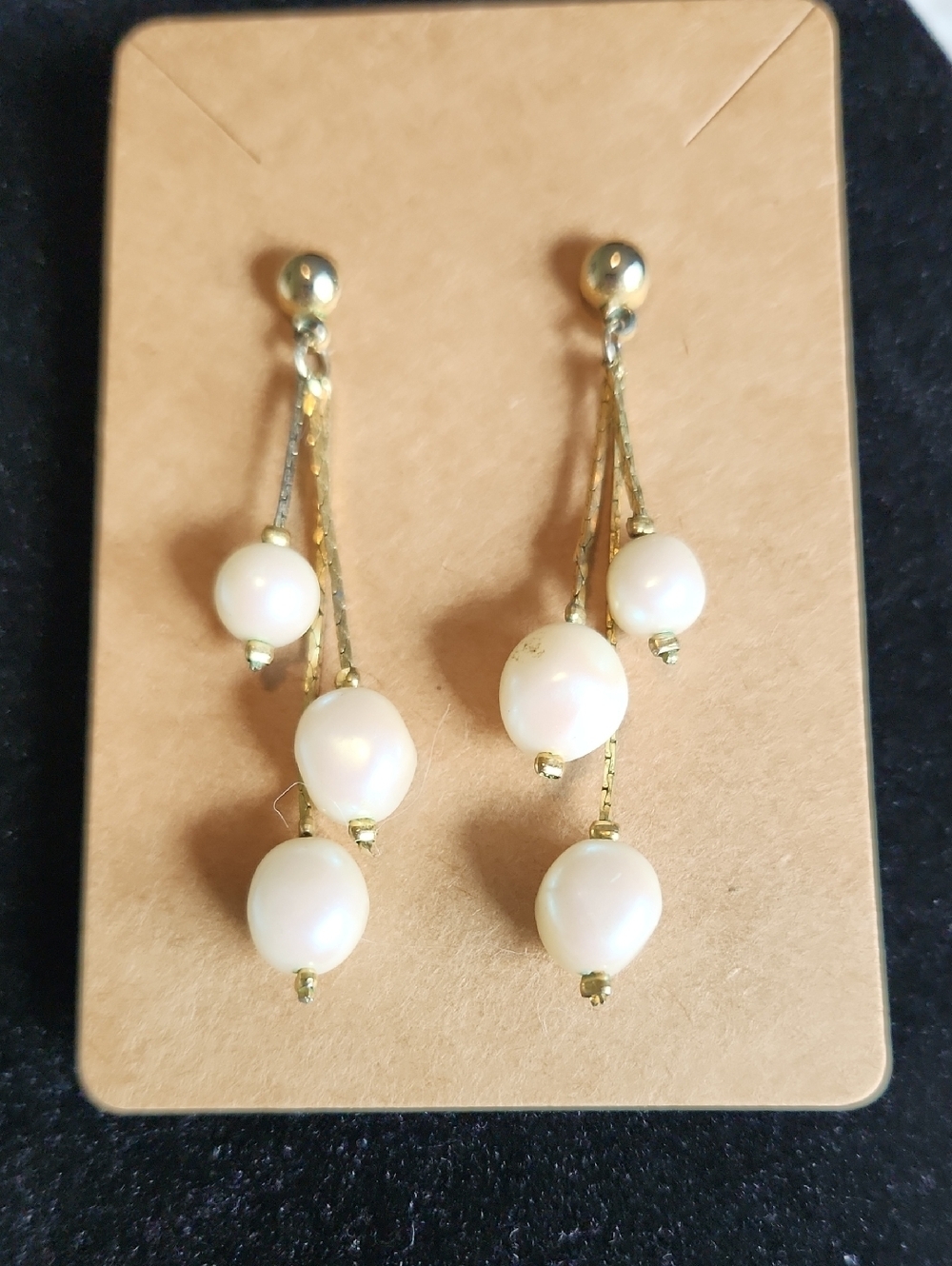 Vintage Gold and Pearl Drop Earrings - Women's Jewelry